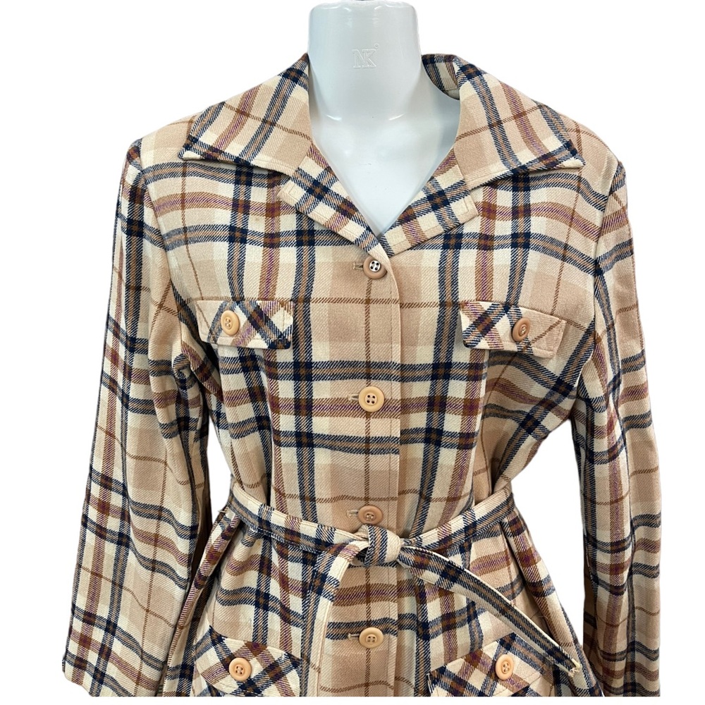 Vintage Pendleton Button Front Belted Jacket Crea… - image 3